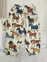  Horse Print High Rise Western Pants