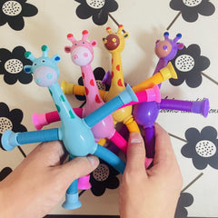4pcs Giraffe Stretch Toy Suction Cup Various Shapes Stretch Pipe Novelty Toy