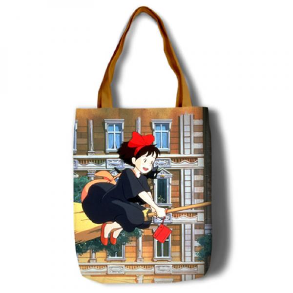 Kiki's Jiji Cat Canvas Shoulder Bag Eco Friendly Shopping School Book Bag
