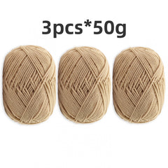 3pcs Beginner Crochet Yarn 100 4 Layers Acrylic Cotton Soft Yarn 50g