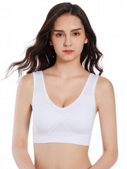 3 Pcs Mesh Sports Bra Seamless V-Neck Sexy Cropped Tops Women's Activewear