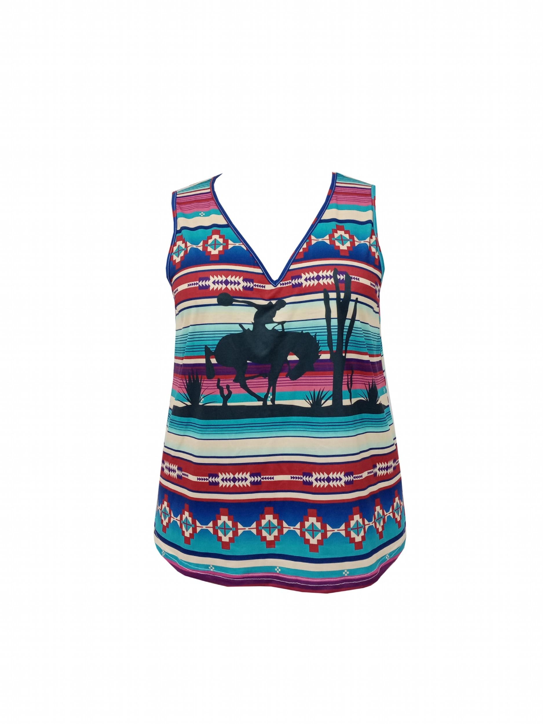  Southwestern Print V Neck Tank Top