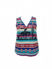  Southwestern Print V Neck Tank Top