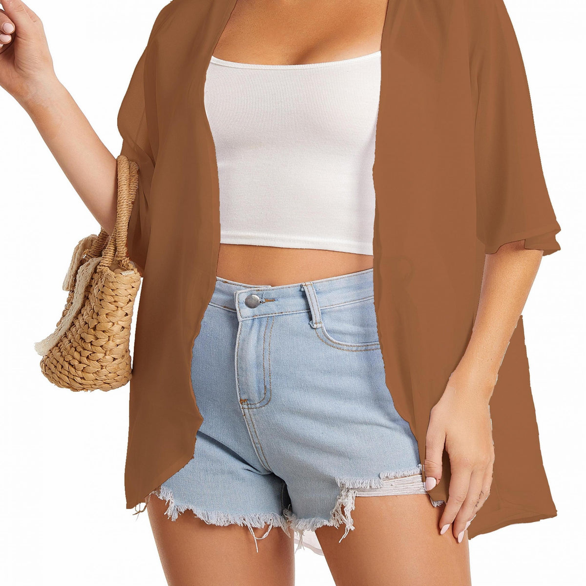 Sheer Slight Stretch Cover Up Cardigan