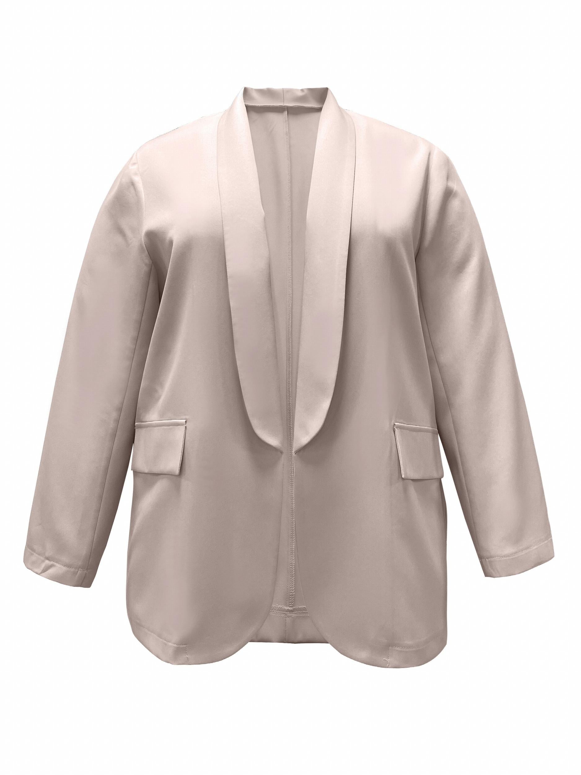  Women's Basic Blazer Solid Long Sleeve Shawl Collar Blazer