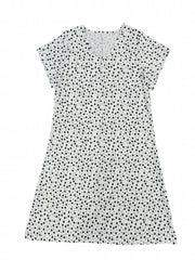  Heart Print V Neck Ruffled Dress