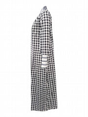 Houndstooth Open Front Cardigan Long Sleeve Knitwear for Fall