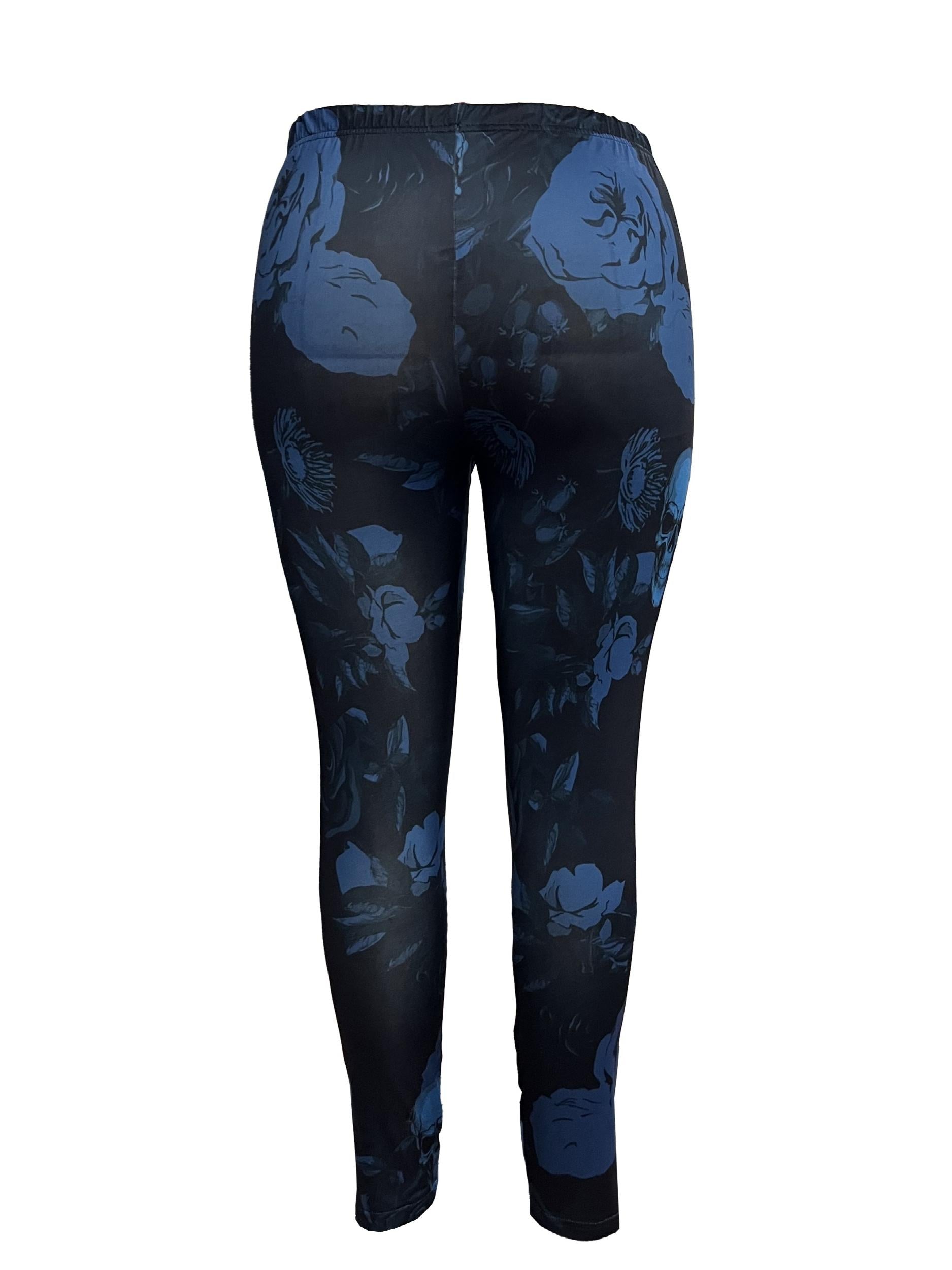  Floral Skull Print High Rise Leggings