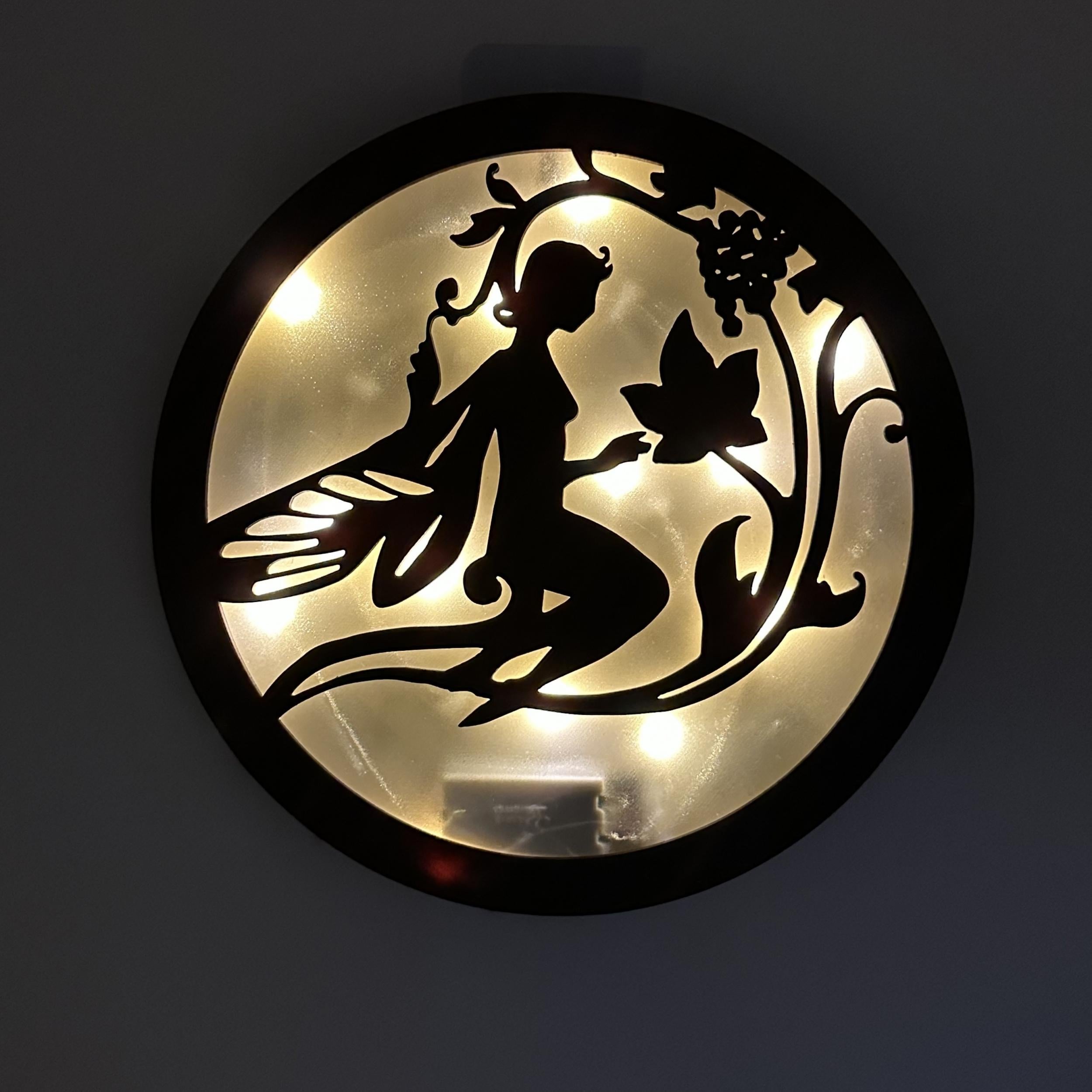 Kids Room Wall Clock LED Retro Wooden Sign Hanging Light Decoration