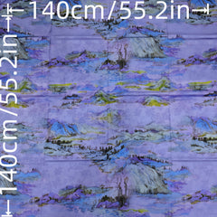 Chinese Landscape Silk Scarf 140x140cm Soft Breathable Shawl