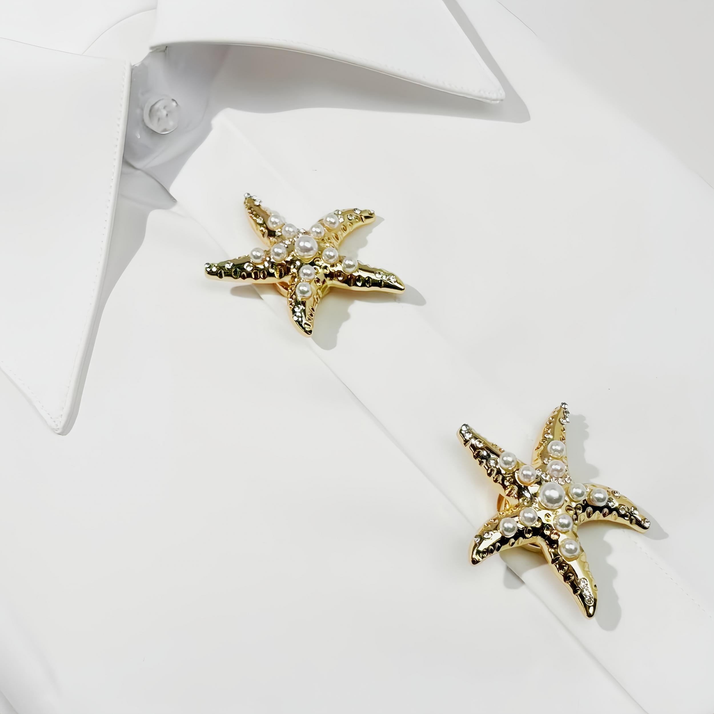 Starfish Rhinestone Decorative Buttons - Great for Men & Women's Clothing