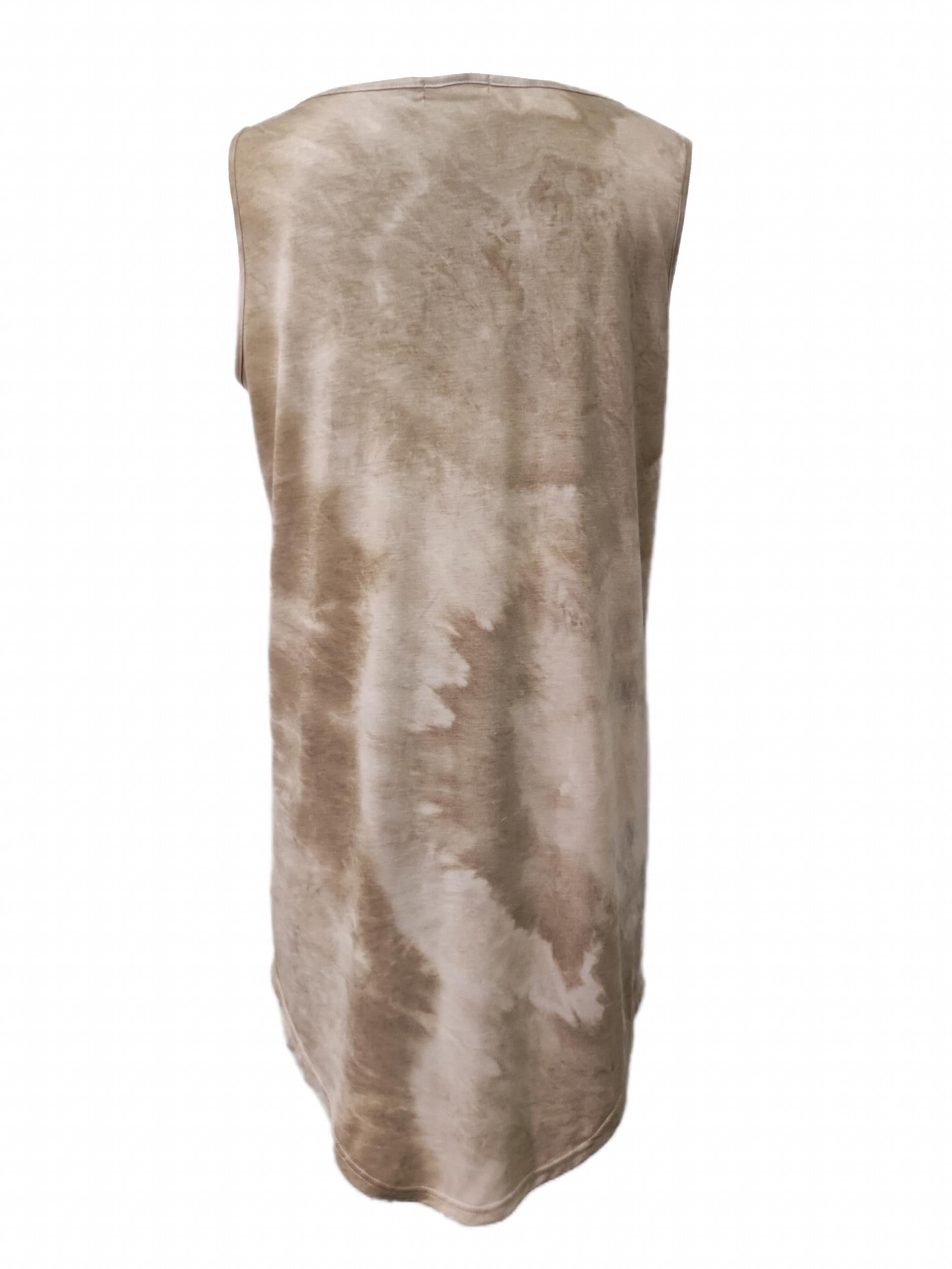 Tie Dye Print Lounge Dresses Crew Neck Sleeveless Home Dress Women's Loungewear