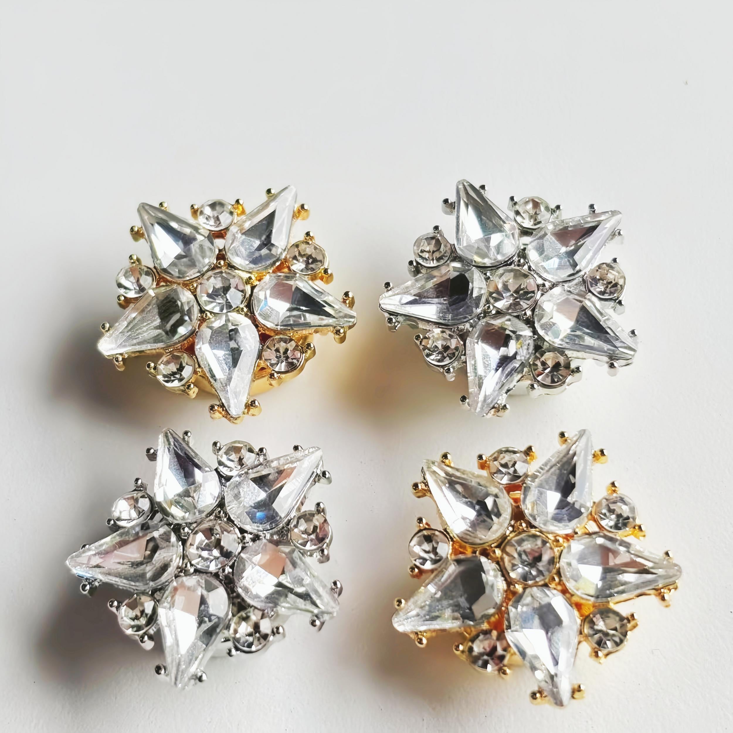 Star Button Covers 2pcs Rhinestone Shirt Decorations Men Women Formal Clothing