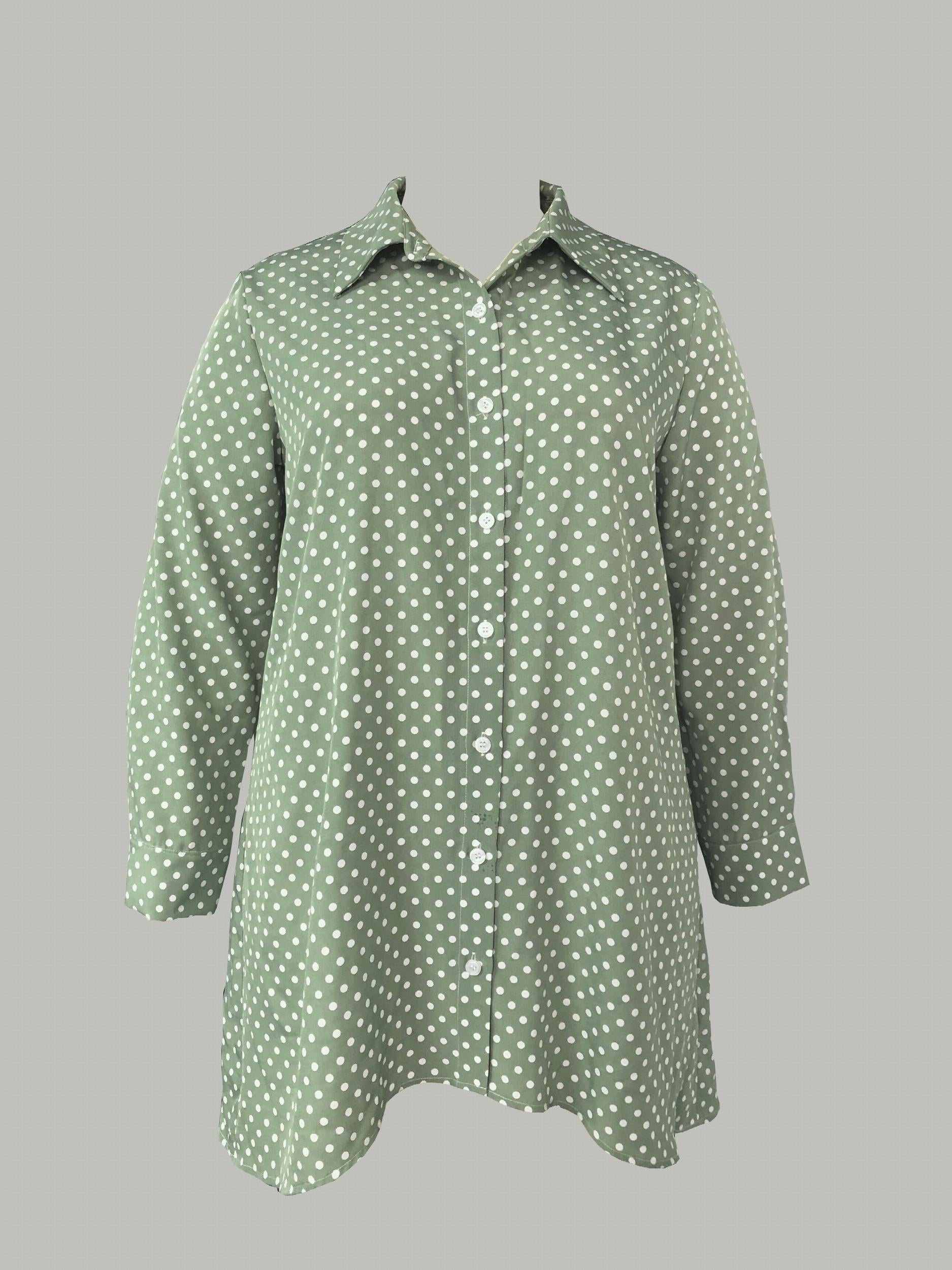  Polka Dot Long Sleeve Blouse