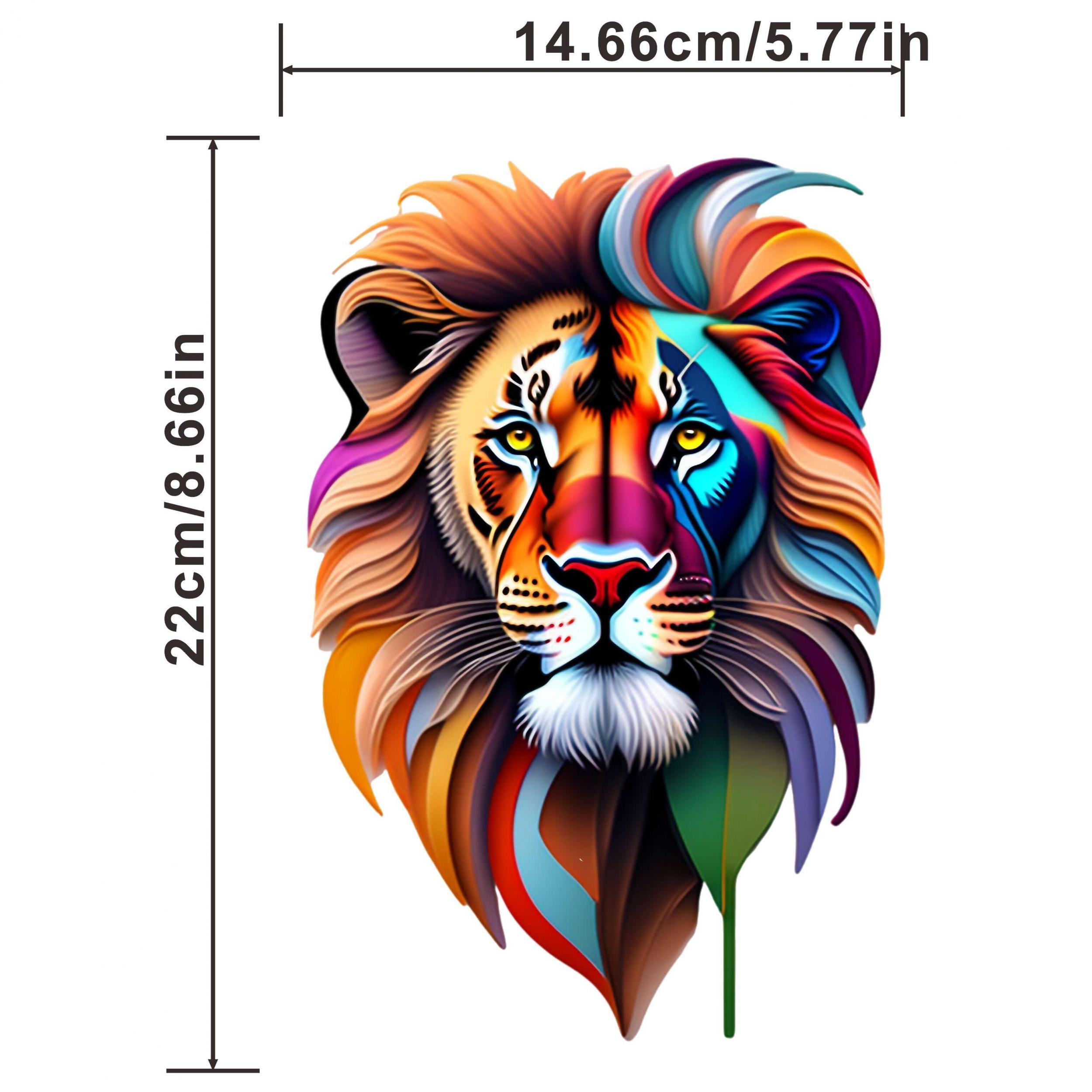 Colorful Lion Head Traveling Retro Decals Transfer Patches Heat Transfer Sticker