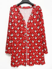  Santa Claus Print Open Front Cardigan