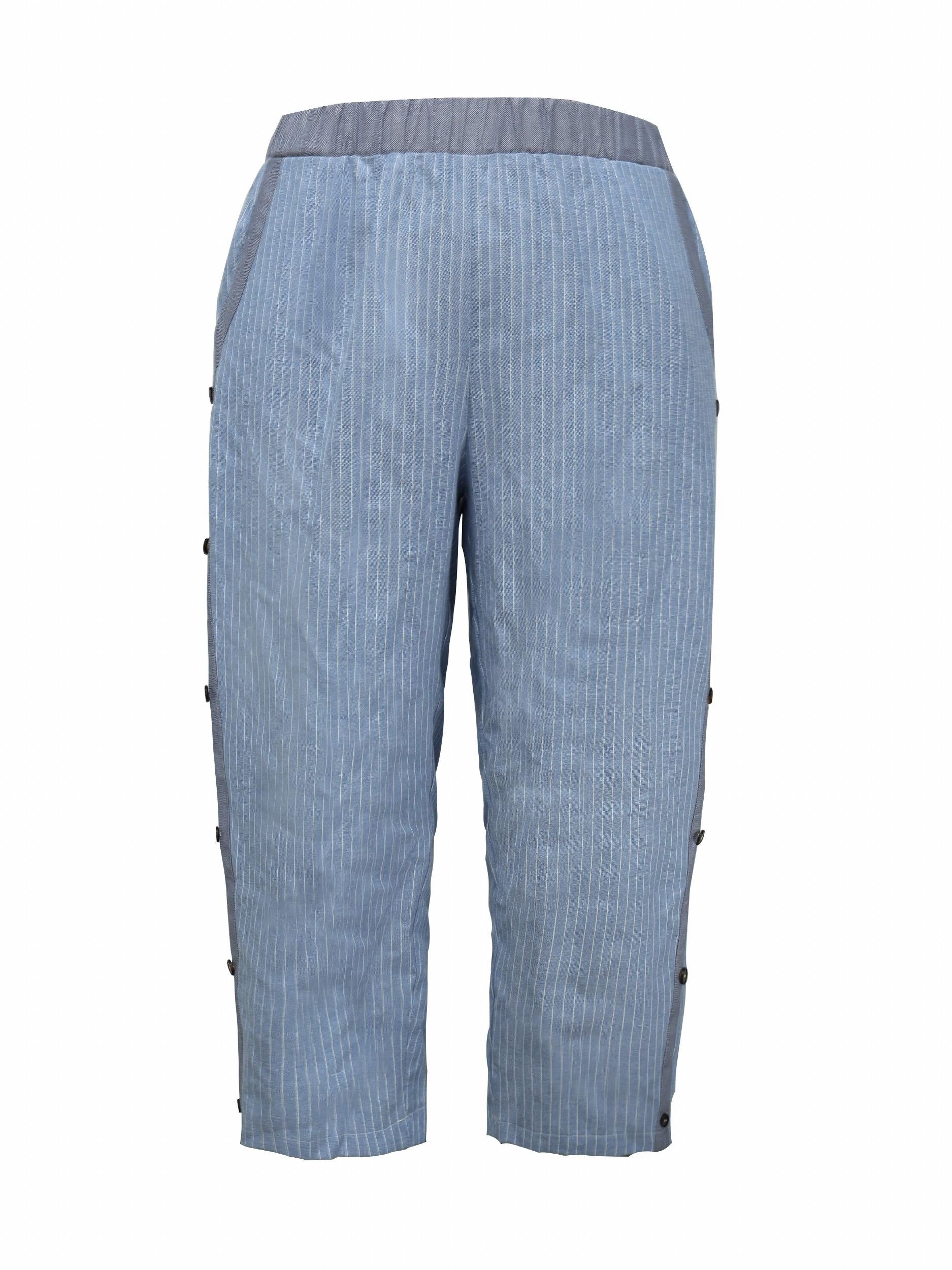  Stripe Print Wide Leg Pants with Pockets
