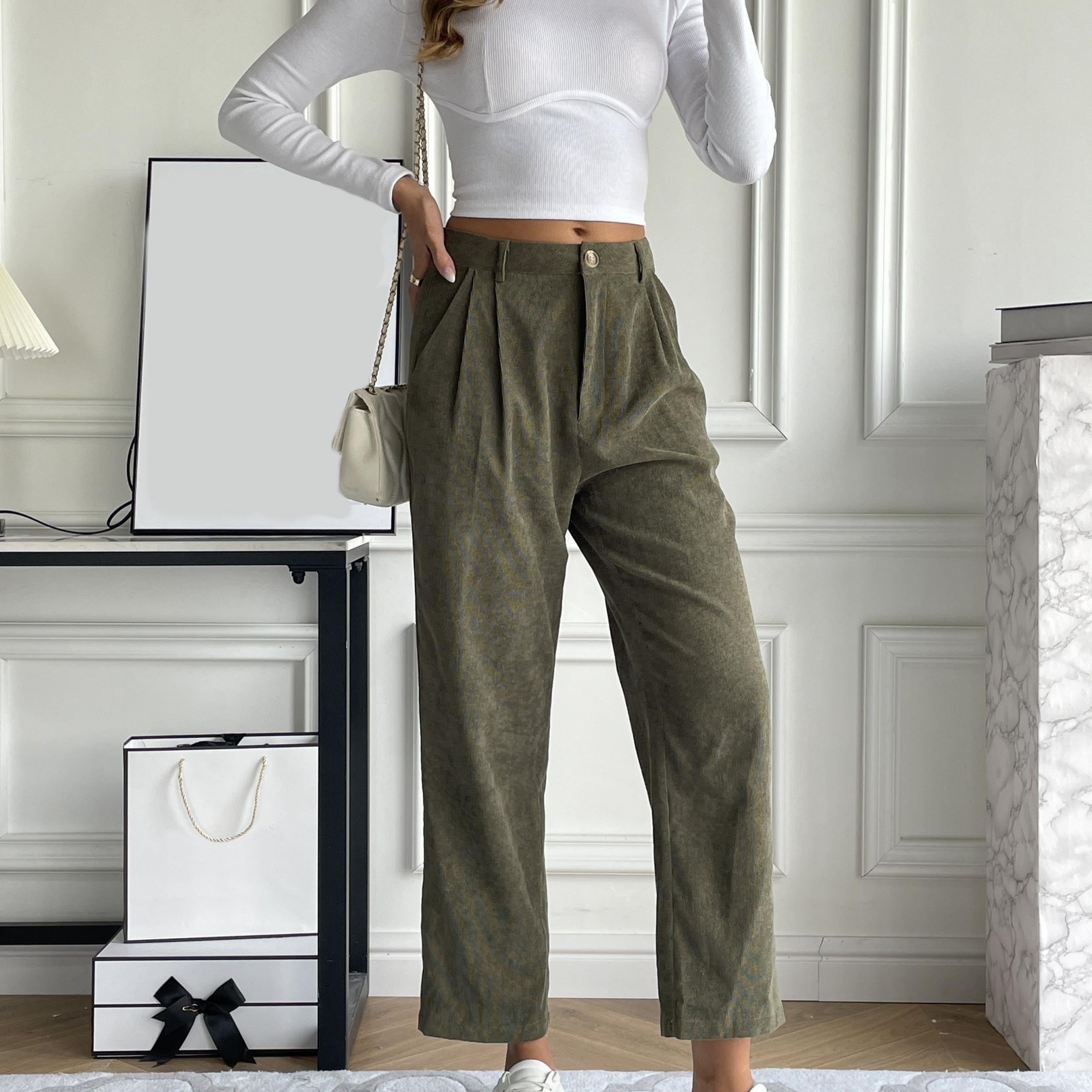 Corduroy High Rise Straight Leg Pants