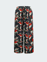 Floral Print Elastic Wide Leg Pants