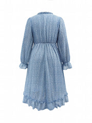  Dalmatian Print Bell Sleeve Maxi Dress