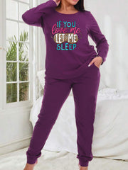  Leopard Eye Mask & Letter Graphic Pajama Set