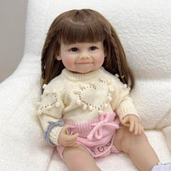 Realistic Silicone Vinyl Reborn Doll with Pink Knitted Outfit