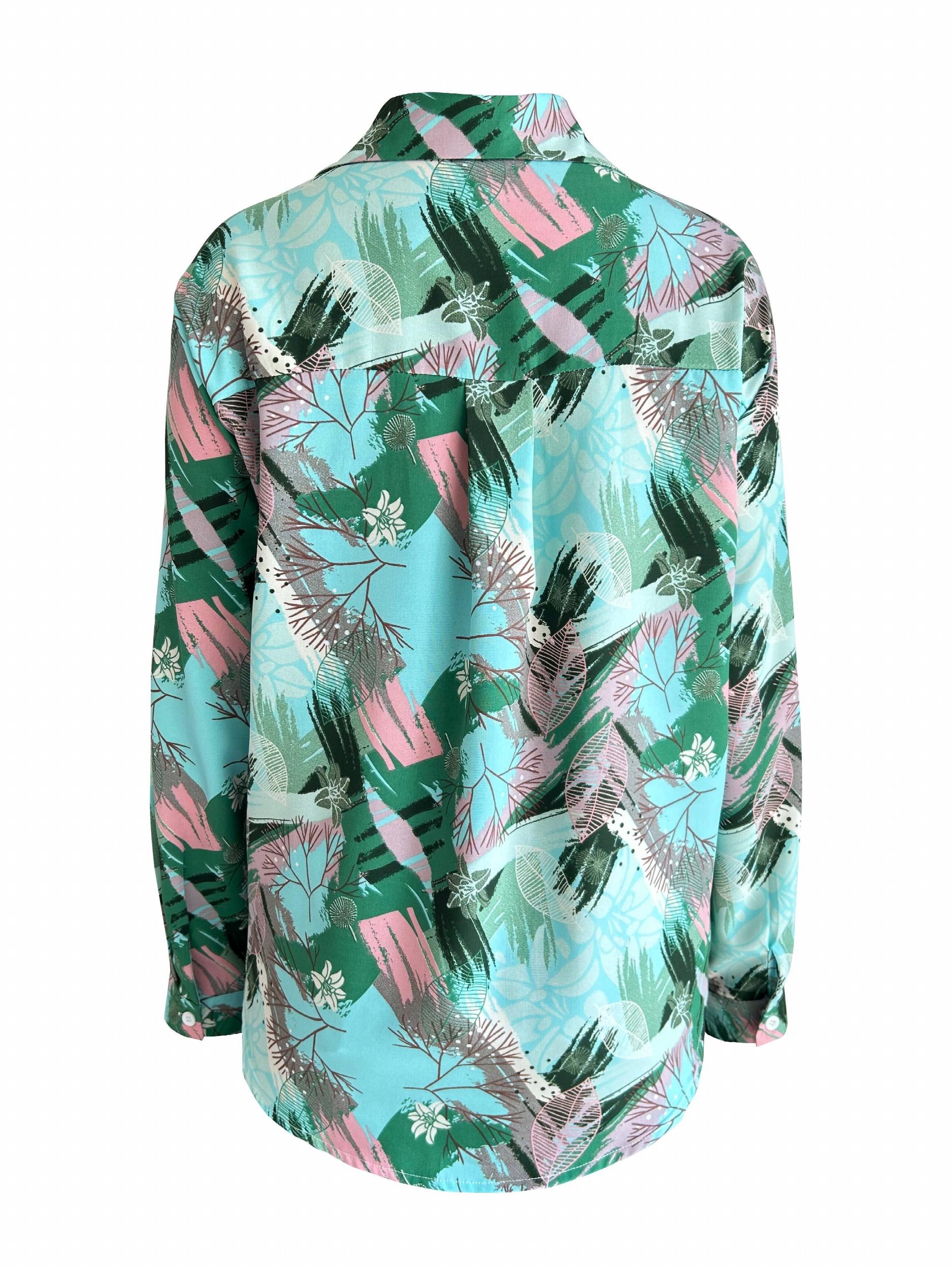  Leaf Print Long Sleeve Shirt