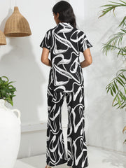 Abstract Print Two Piece Set Casual Outfit