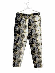 Slim Fit Geometric Print Slacks Men's Casual Vintage Style Stretch Dress Pants