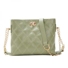 Women's Leather Rhombus Shoulder Chain Handbag
