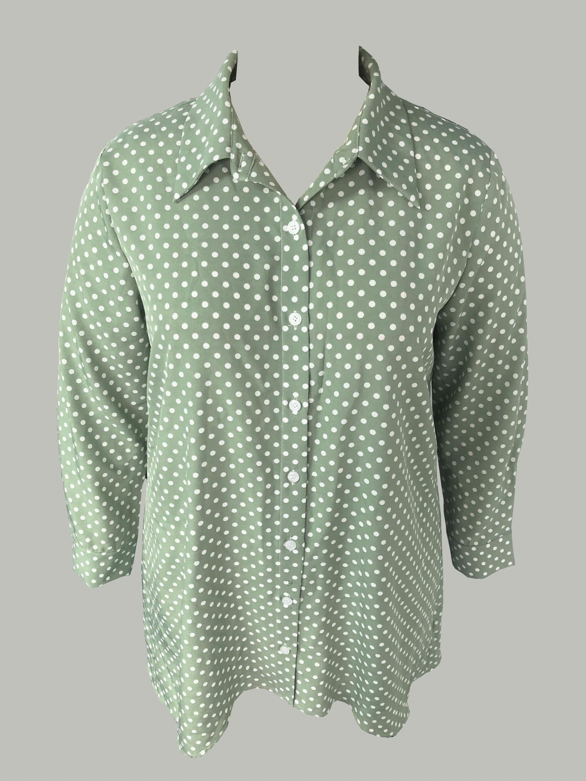  Polka Dot Long Sleeve Blouse