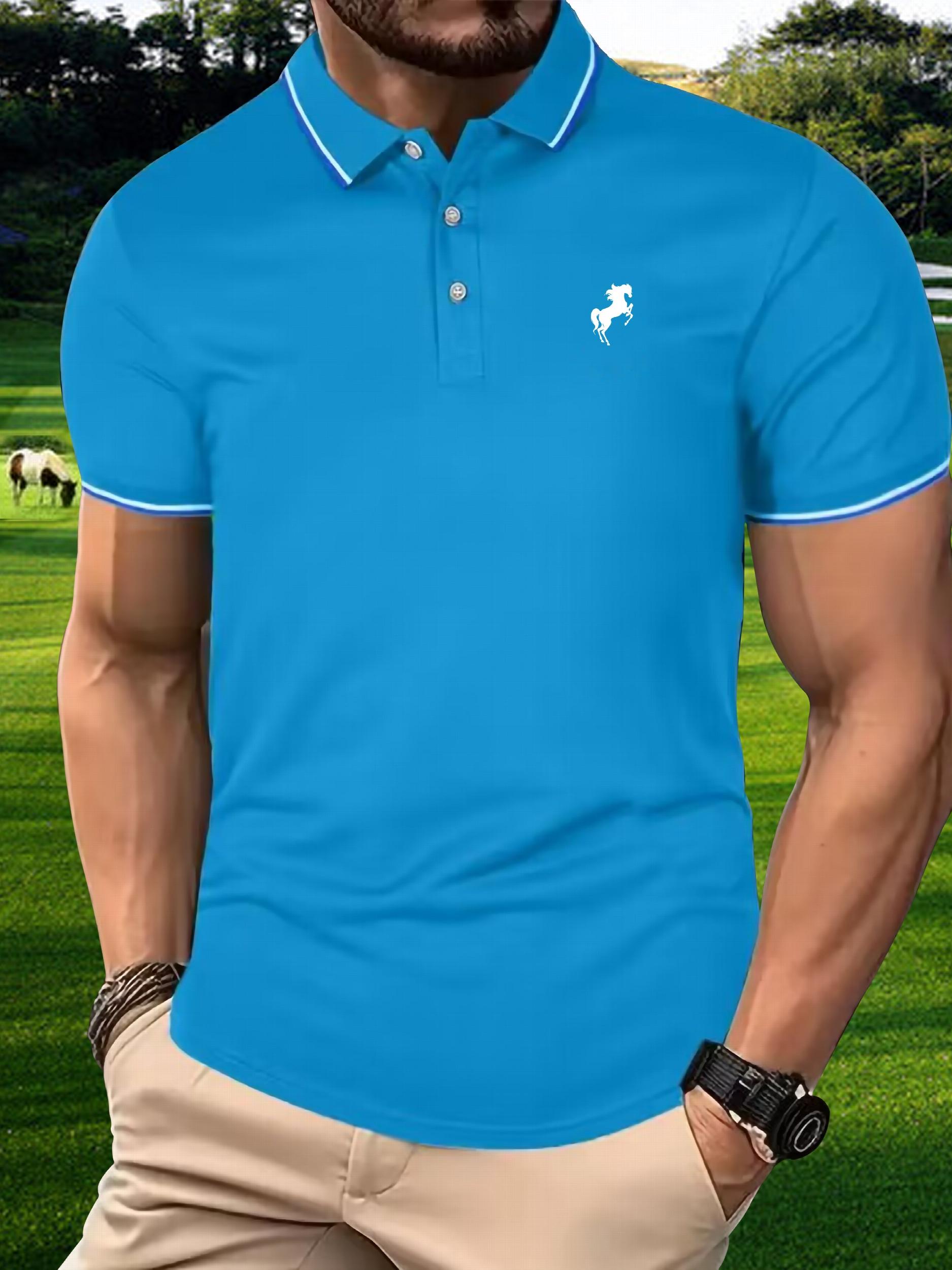 Men's Horse Graphic Shirt Casual Breathable Button-up Short Sleeve Shirt