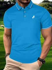 Men's Horse Graphic Shirt Casual Breathable Button-up Short Sleeve Shirt