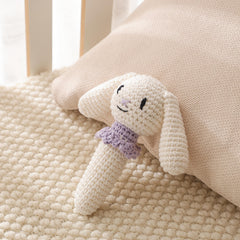 Crochet Rattle Teether Toy Knitted Animal Doll w/Bell 3D Details