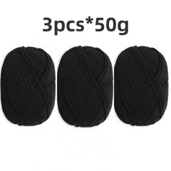 3pcs Beginner Crochet Yarn 100 4 Layers Acrylic Cotton Soft Yarn 50g