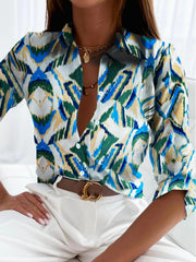 Allover Print Long Sleeve Button Up Shirt