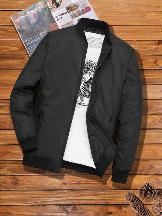Men's All Over Print Winter Jacket Zip Up Cotton Padded for Fall Winter