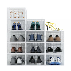 12pcs Foldable Shoes Storage Drawer Box Portable Stackable Shoes Shel