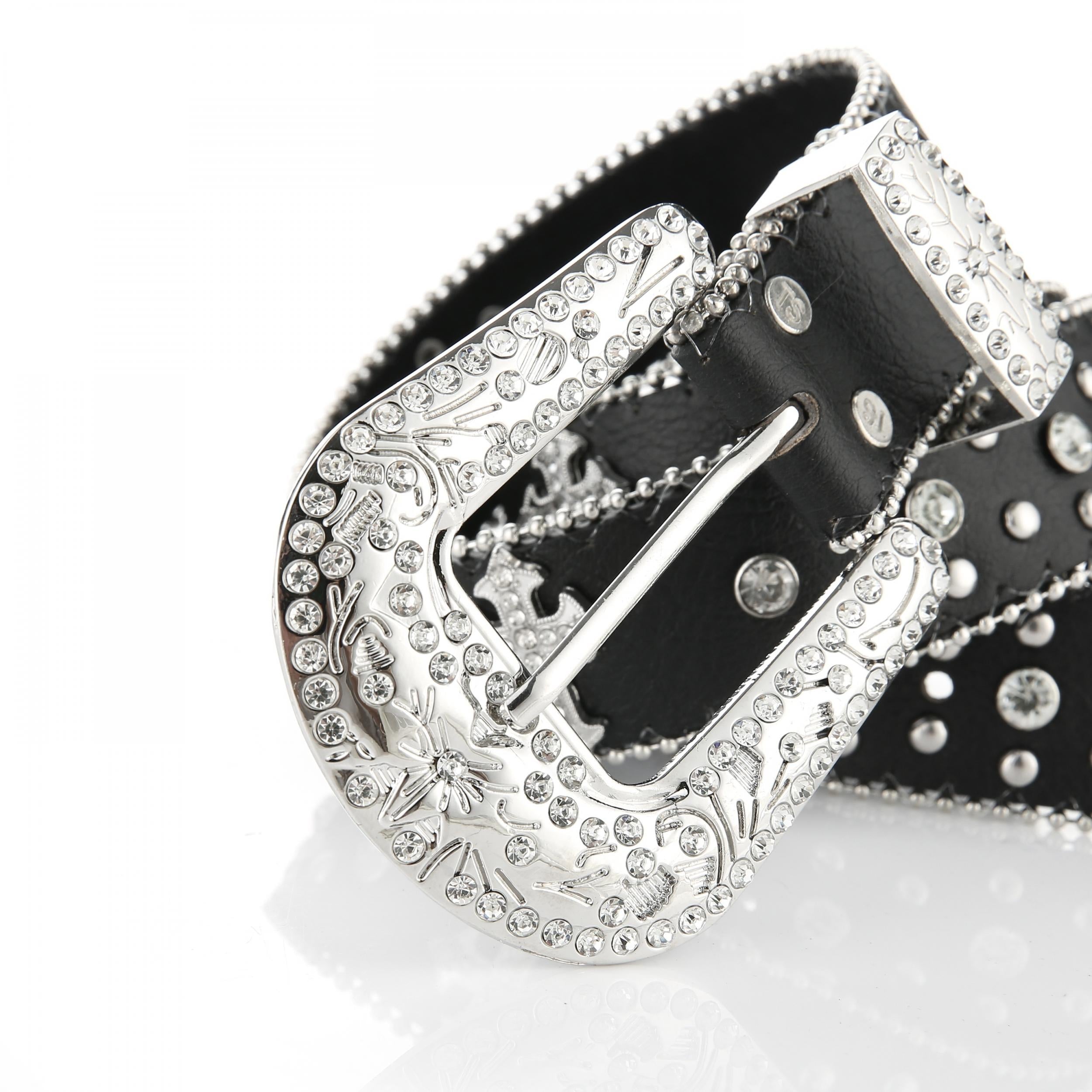 Vintage Western Rivet PU Leather Belt with Carved Buckle