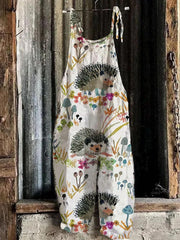  Animal & Floral Print Tie Shoulder Jumpsuit