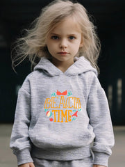 Be Ach Time Pattern Long Sleeve Hooded Sweatshirt Girls