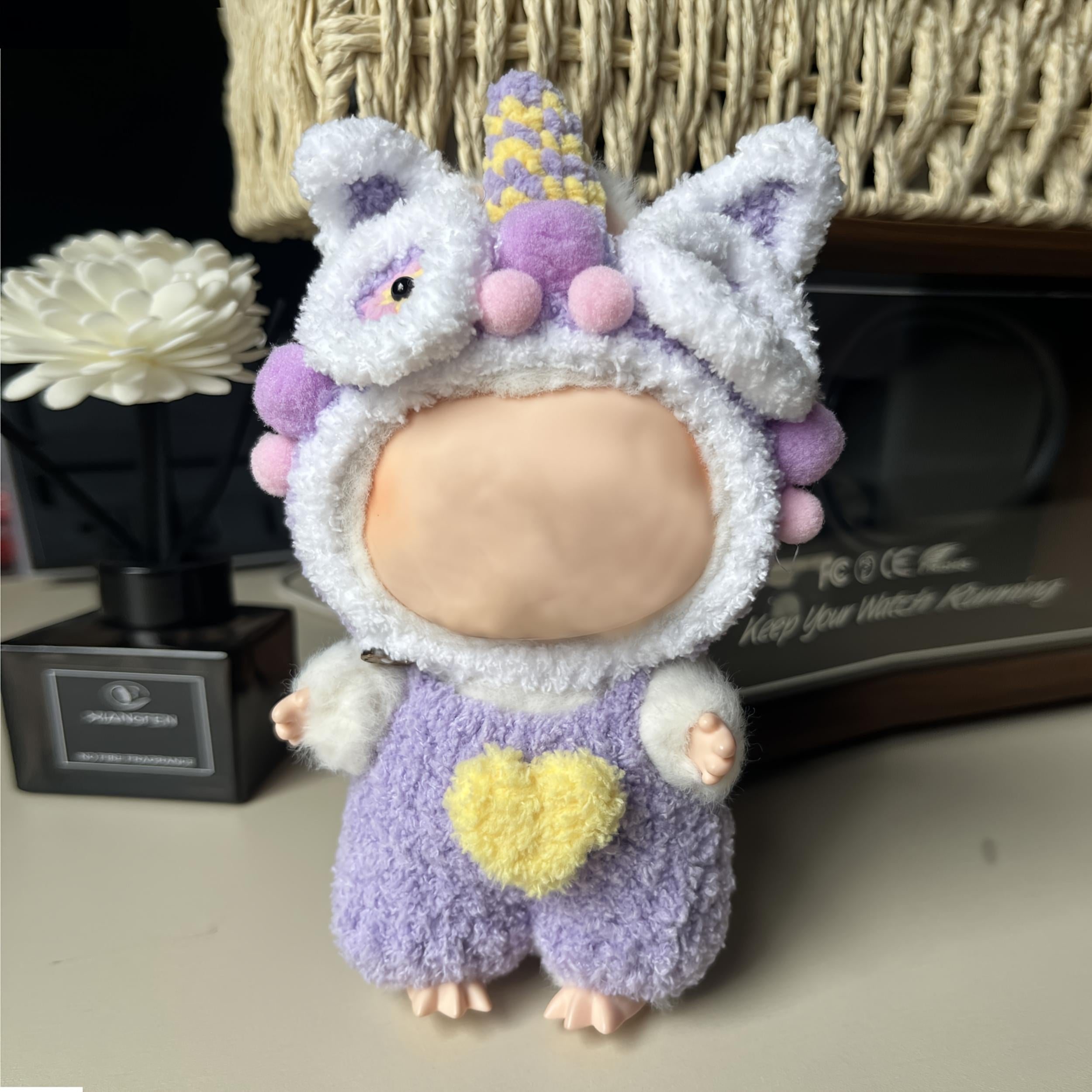 Handwoven Purple Lion Plush Clothes for 15-16cm Dolls