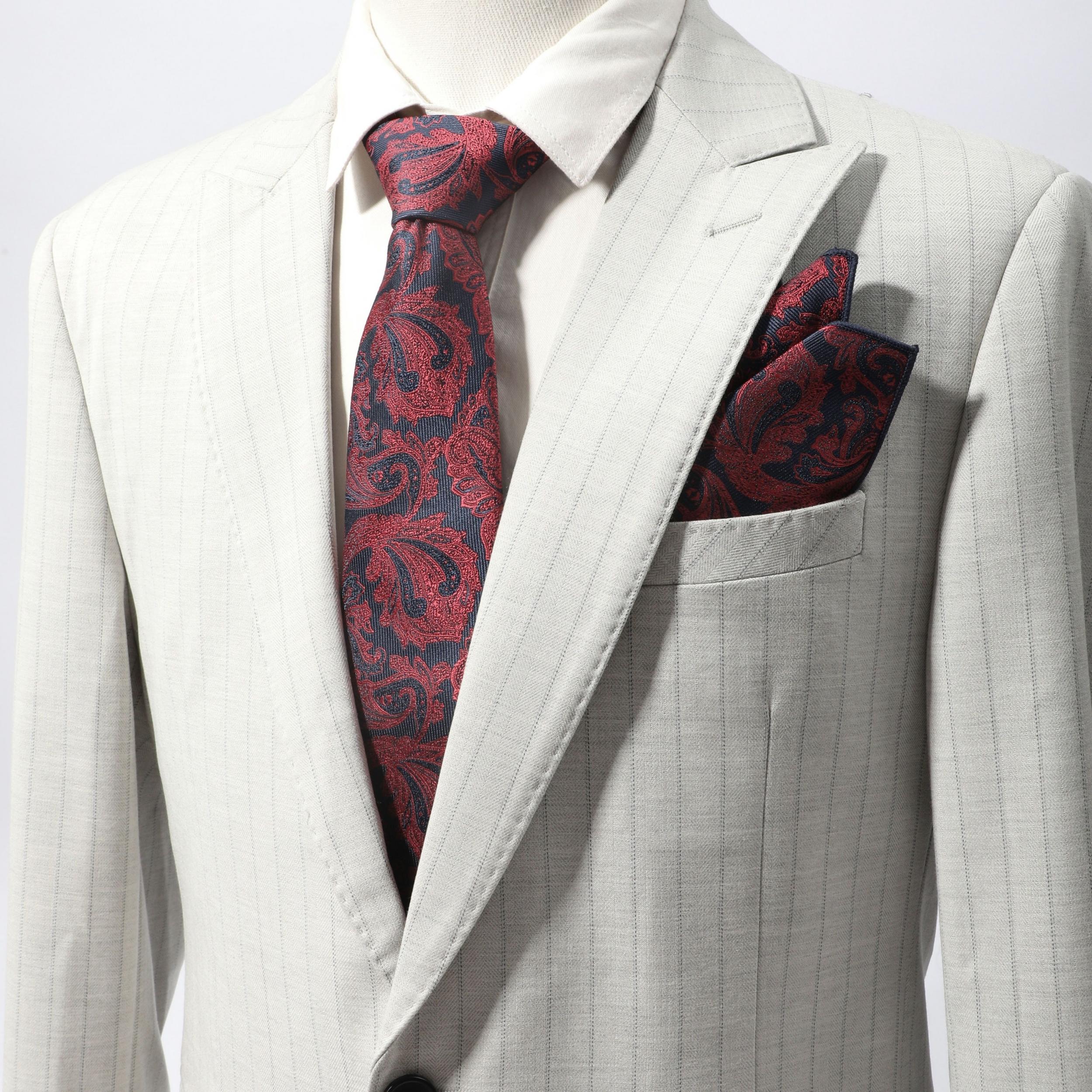 Men's Tie Set Paisley Necktie Pocket Square Bow Tie Set
