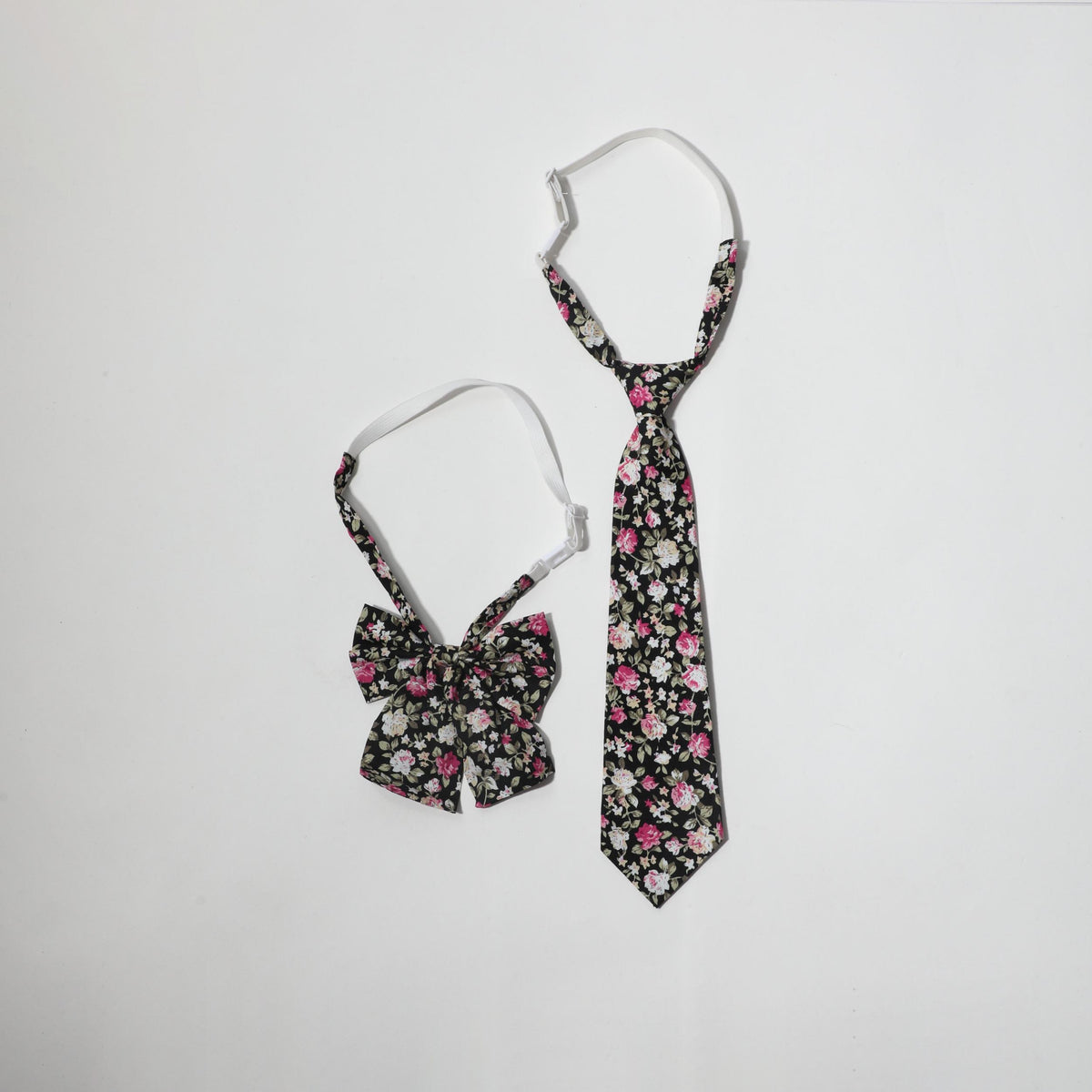 2pcs Flower Print Bow Tie Set Classic Neck Tie College Style
