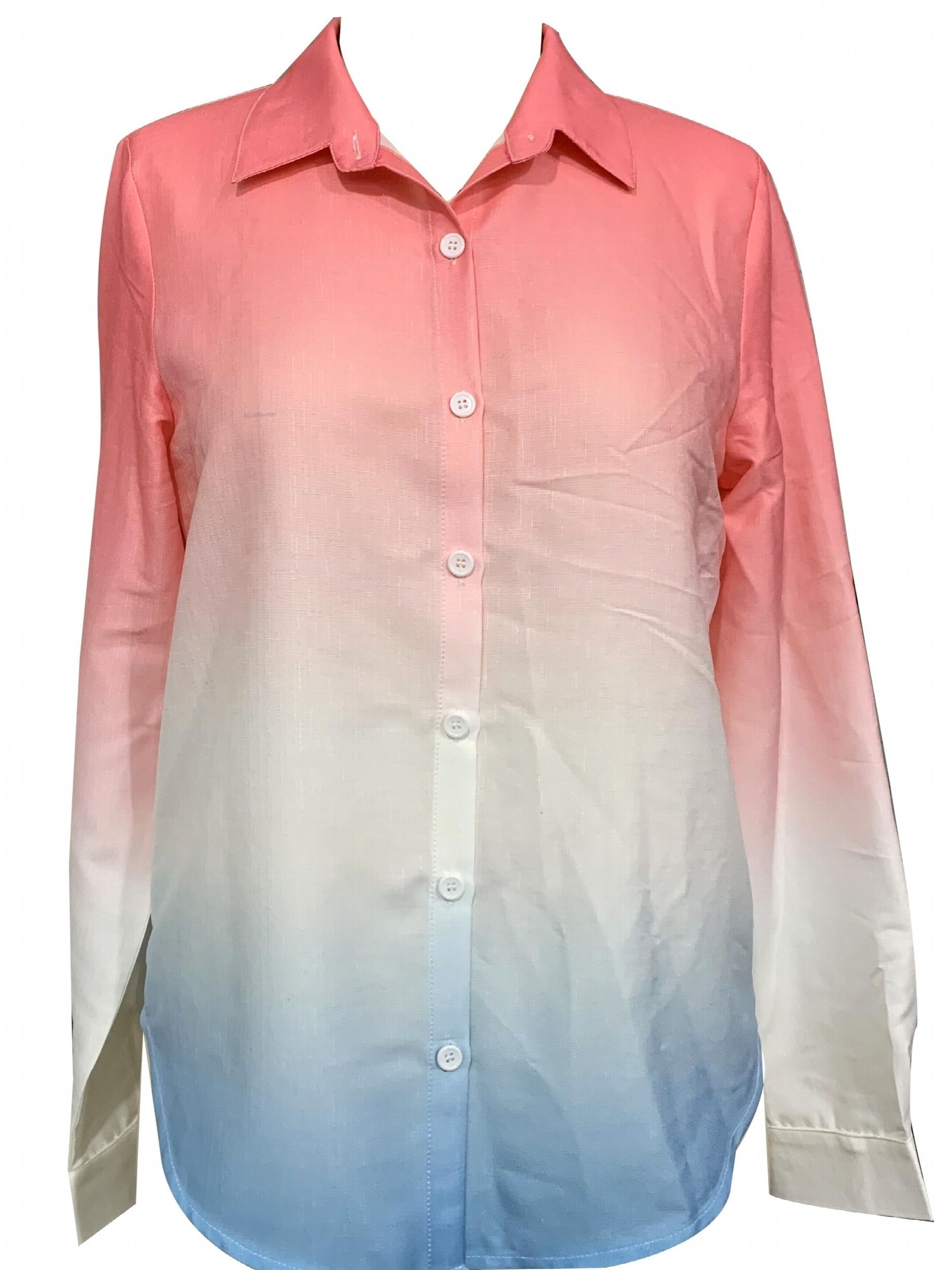  Ombre Long Sleeve Button Up Shirt