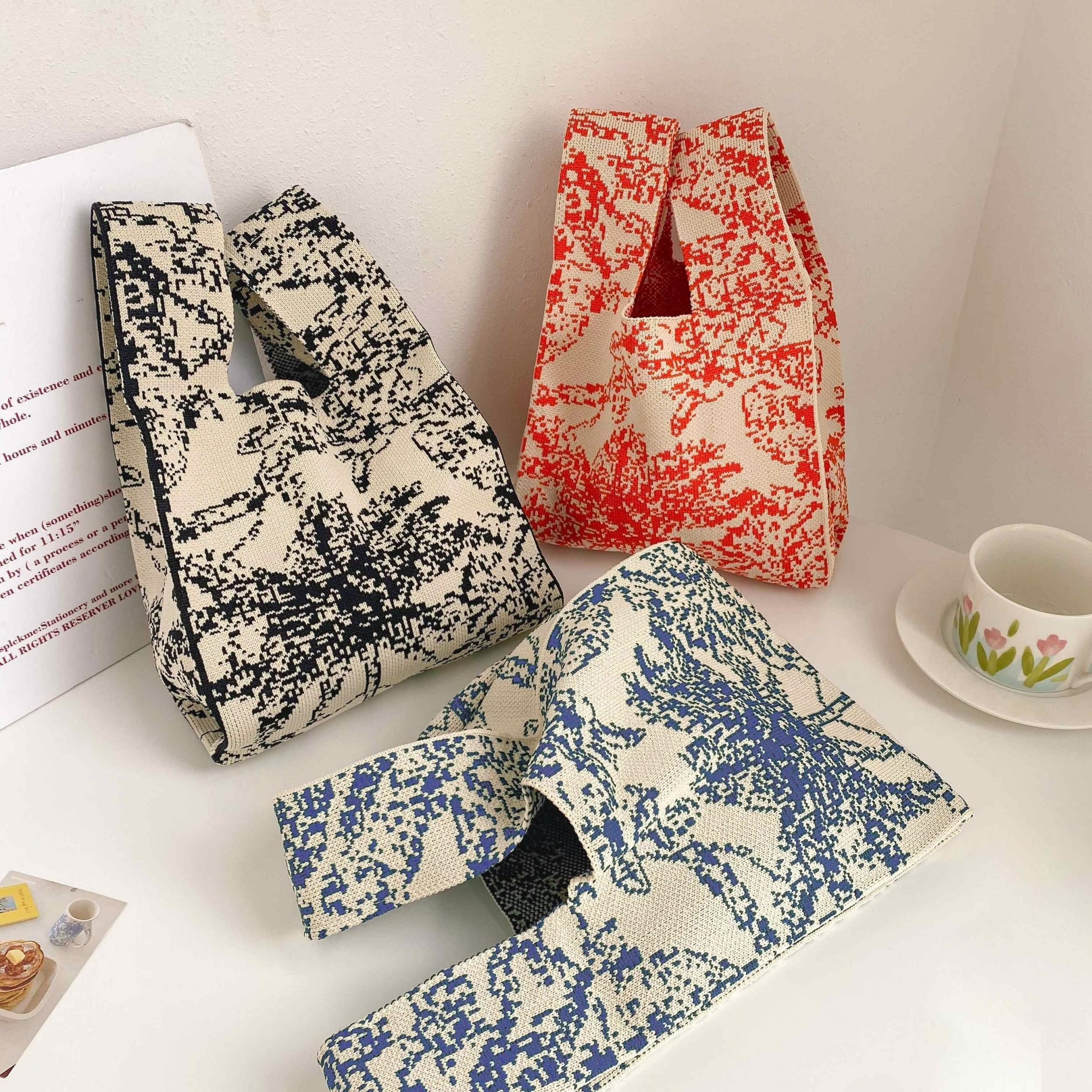 Flower Pattern Tote Handbag Crochet Bag