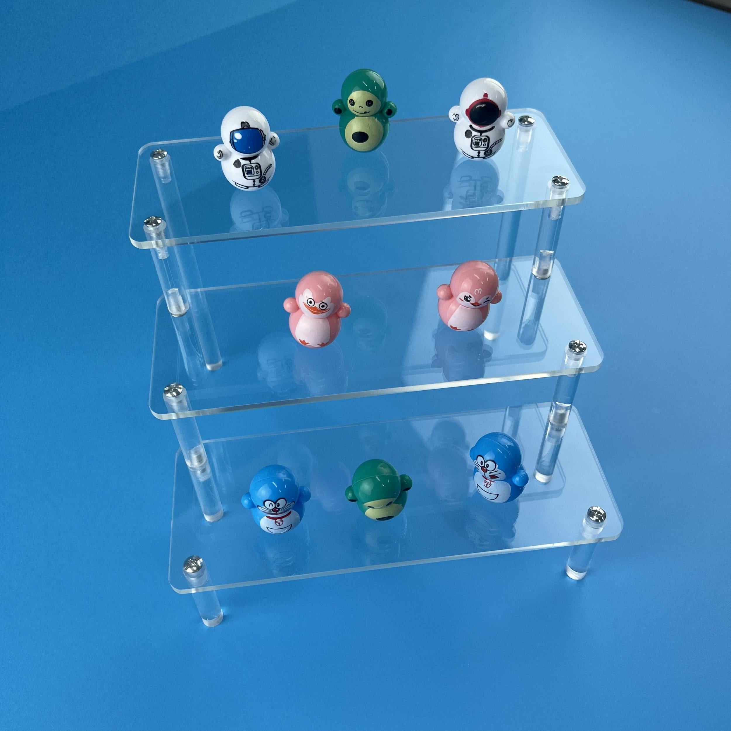 Acrylic Display Risers Clear Shelf Cupcake Stand Steps Organizer Decor