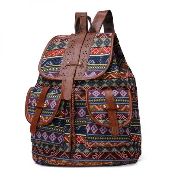 Ethnic Retro Pattern Waterproof Canvas Women's Backpack