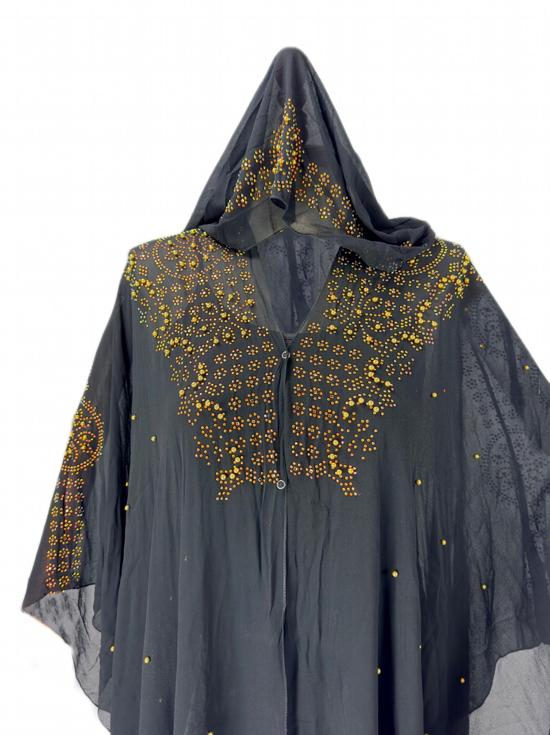  Beaded Hooded Kaftan Maxi Abaya Dress
