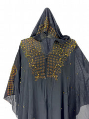  Beaded Hooded Kaftan Maxi Abaya Dress
